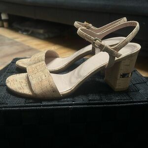 Stuart Weitzman Cork Block Heel Sandals
